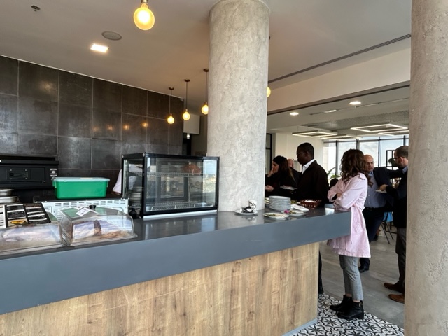 The Beehive Cafe counter, with the kitchen behind it