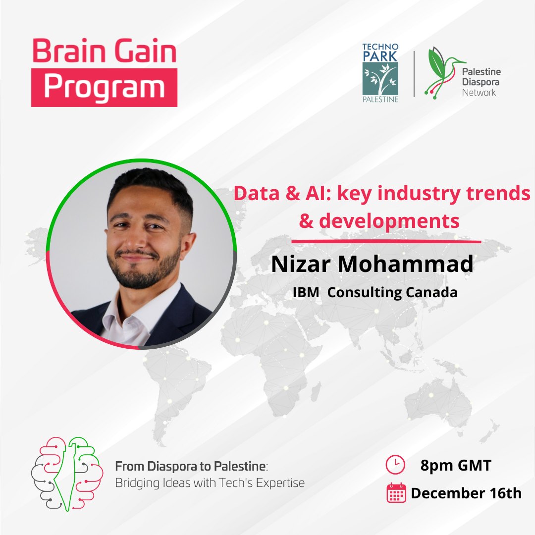 Brain Gain session graphic: Data & AI — Key Industry Trends and Developments, Nizar Mohammad, 16 December 2024